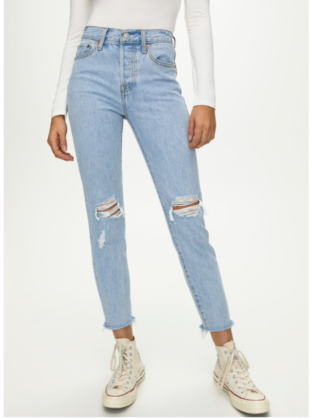 Aritzia Levi's Wedgie Icon Straight Leg Jeans Light Blue Denim Wash High Rise